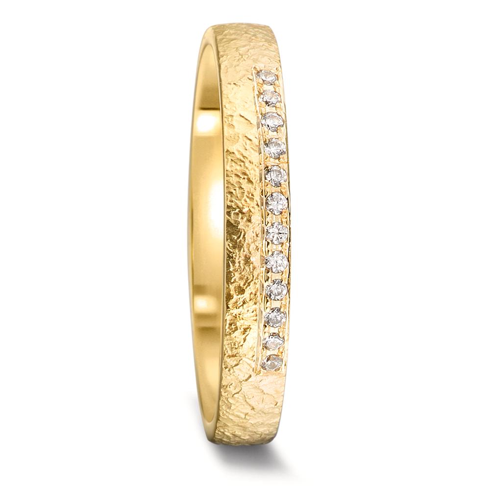 Wedding Ring 18k Yellow Gold Diamond 0.06 ct, 12 Stones, tw-vsi