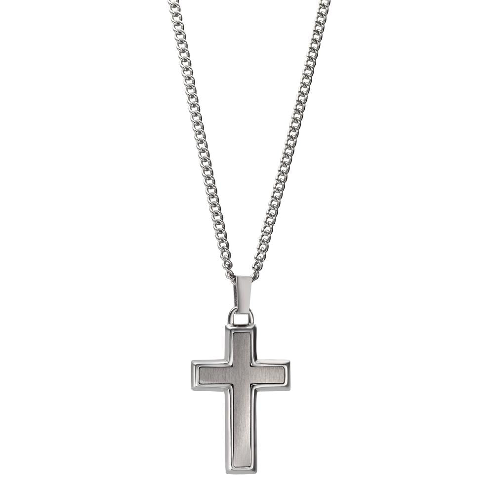 Halskette mit Anhänger Edelstahl Kreuz 55 cm