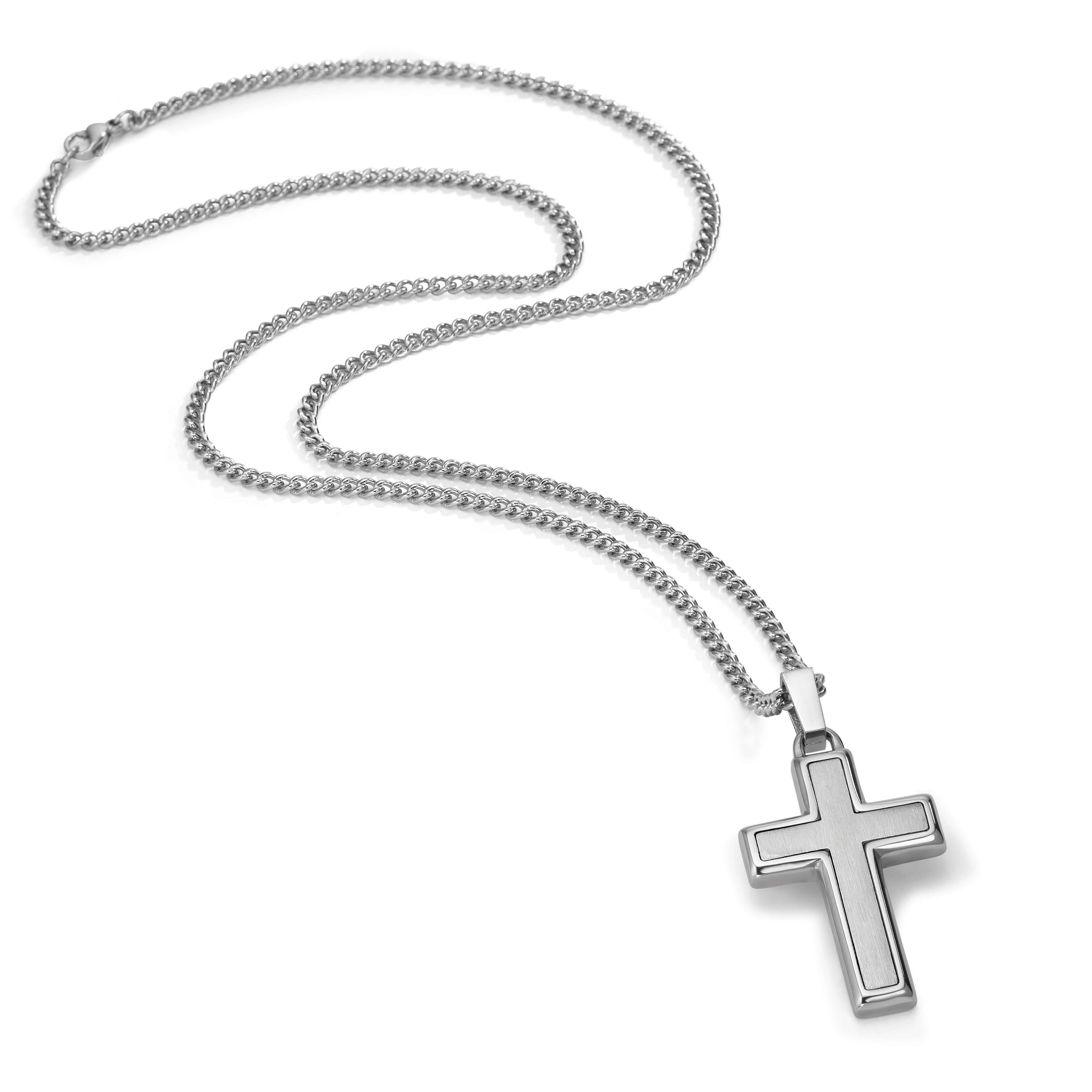 Bandmax Kreuzkette Aus Edelstahl | 55 Cm, Mit Kreuz-Anhänger, Silber Oder Schwarz – Stylischer Schmuck Für Damen & Herren