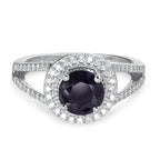 Anillo de dedo Oro blanco de 375/9 quilates Zafiro azul, 1.76 ct, [rund], AAA, Diamante blanco, 0.23 ct, 12 piedras, w-pi3