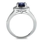 Anillo de dedo Oro blanco de 375/9 quilates Zafiro azul, 1.76 ct, [rund], AAA, Diamante blanco, 0.23 ct, 12 piedras, w-pi3