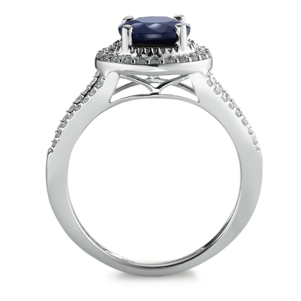 Anillo de dedo Oro blanco de 375/9 quilates Zafiro azul, 1.76 ct, [rund], AAA, Diamante blanco, 0.23 ct, 12 piedras, w-pi3