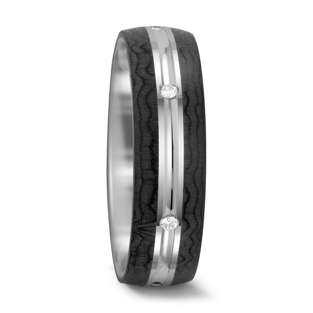 Anello Oro bianco 585/14 kt, Carbonio Diamante 0.06 ct, 6 pietra, tw-si