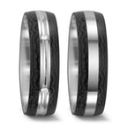 Bague Or blanc 14K, Carbone Diamant 0.06 ct, 6 Pierres, tw-si