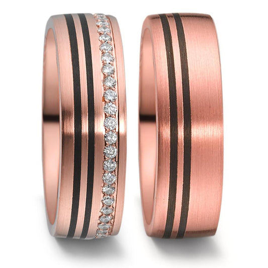Wedding Ring 14k Red Gold, Carbon