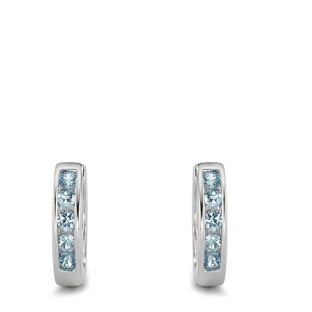 Aro con bisagra Plata Circonita Azul claro Rodio plateado