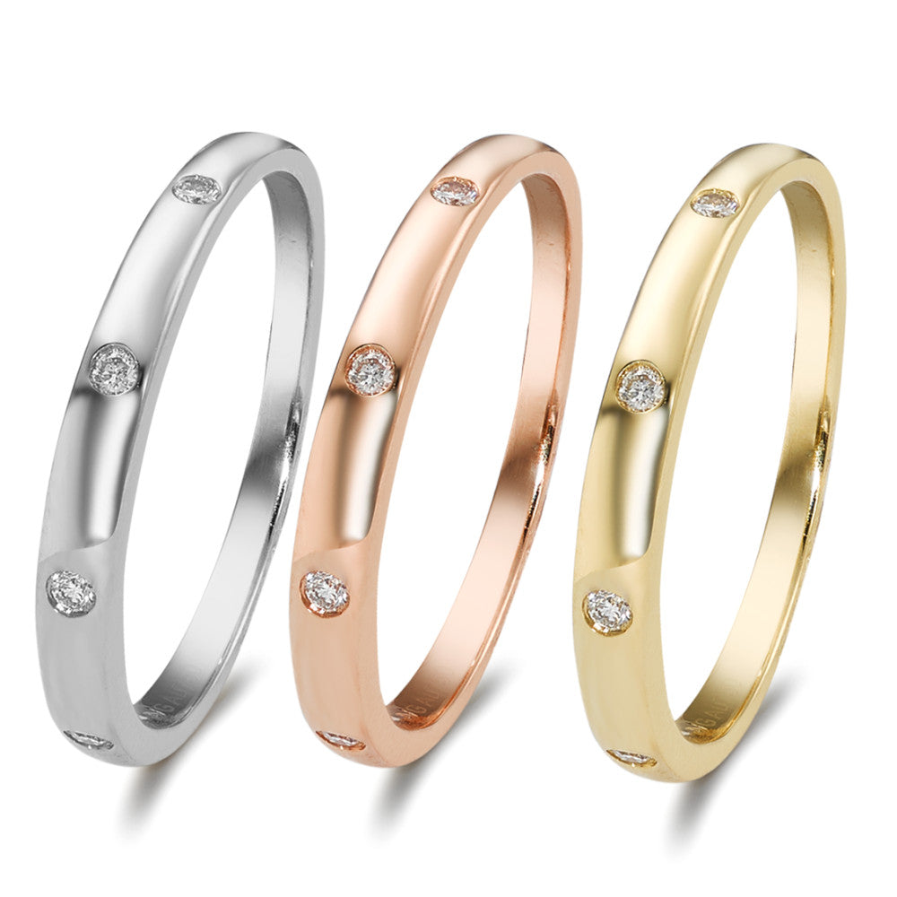 Anelli impilabili Oro bianco 750/18 carati, Oro giallo 750/18 carati, Oro rosso 750/18 carati Diamante 0.13 ct, 13 pietra, w-si
