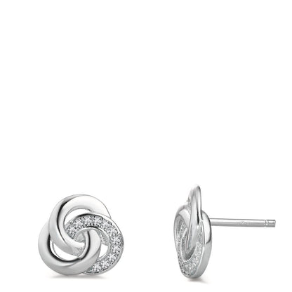 Orecchini a bottone Argento Zirconia rodiato Ø10 mm