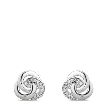 Orecchini a bottone Argento Zirconia rodiato Ø10 mm
