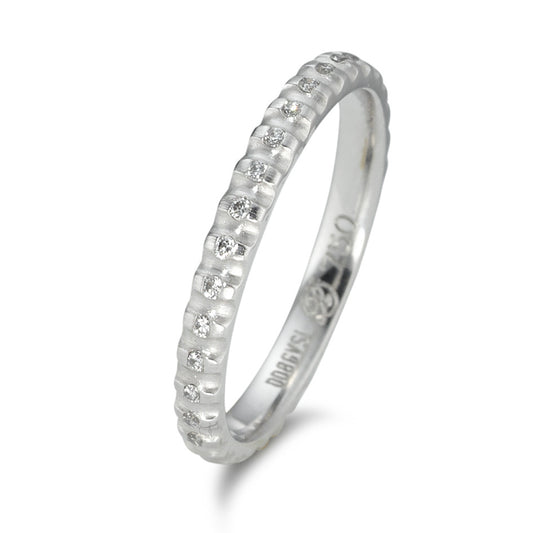 Memory ring 18k White Gold Diamond 0.08 ct, 16 Stones, tw-vsi