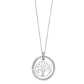 Collier Or blanc 18K Zircone Arbre de la vie 42 cm Ø18 mm