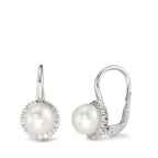Ohrhänger 750/18 K Weissgold Diamanten 0.36 ct, w-si Süsswasserzuchtperle weiss, 8 mm