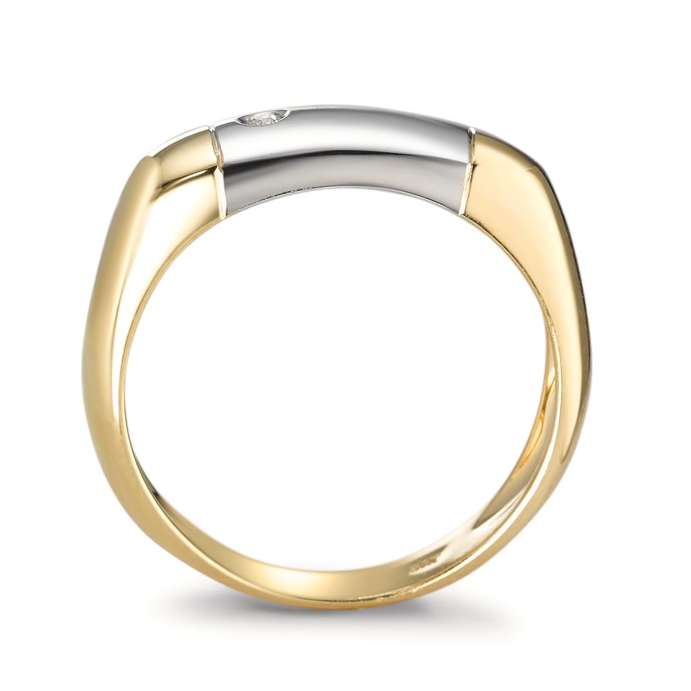 Fingerring 750/18 K Gelbgold, 750/18 K Weissgold Diamant 0.02 ct, w-si