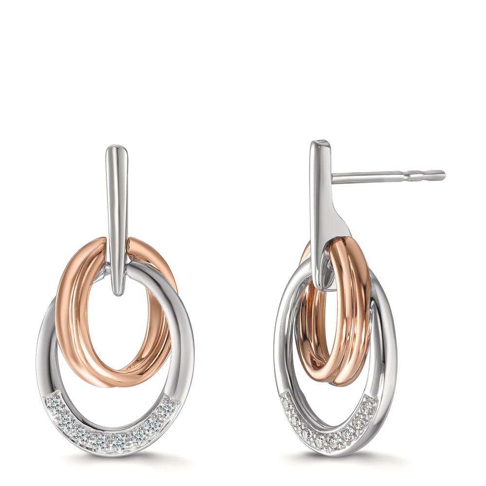 Pendientes 750/oro blanco de 18 quilates, 750/oro rojo de 18 quilates Diamante 0.08 ct, 16 piedras, w-si