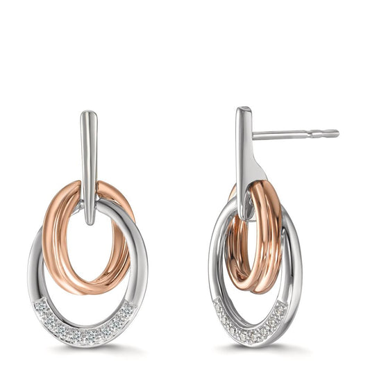 Drop Earrings 18k White Gold, 18k Red Gold Diamond 0.08 ct, 16 Stones, w-si