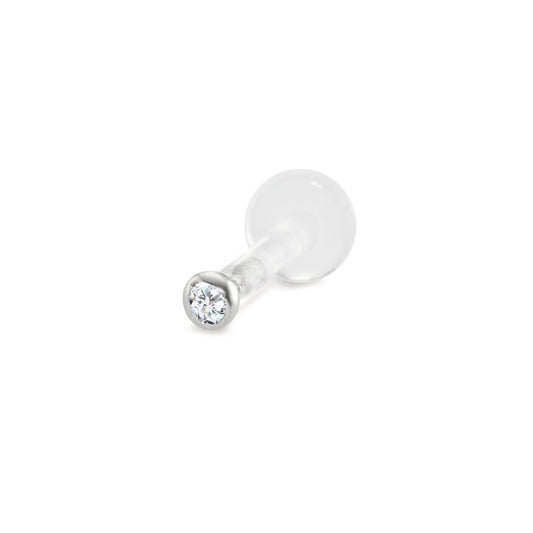 Piercing Labret 750/18 K Weissgold Diamant 0.015 ct, w-si Ø2 mm