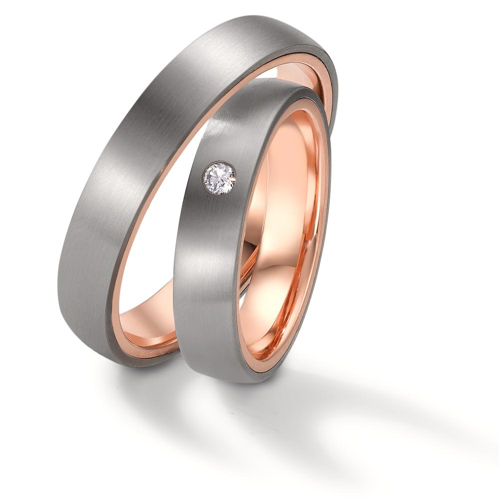 Love Ring 585/14 K Rotgold mit Titan und Diamant 0.03 ct