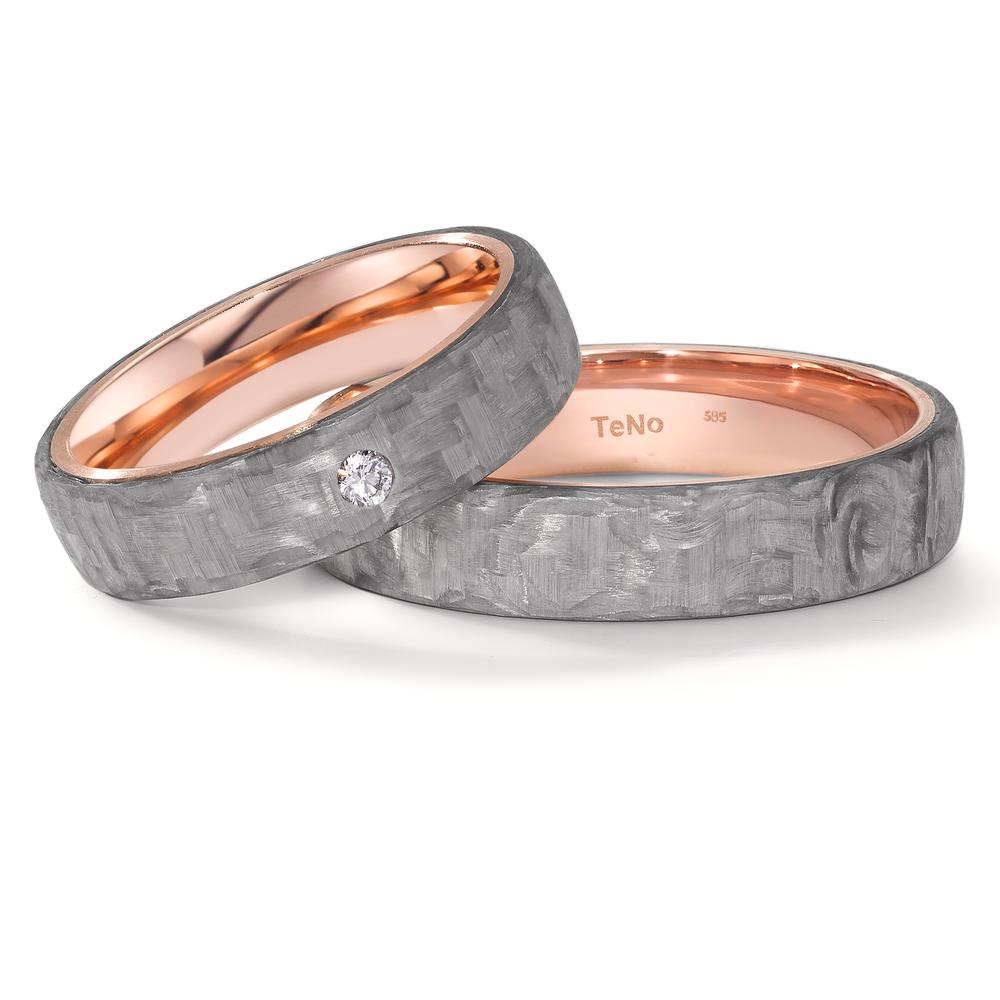 Love Ring 585/14 K Rotgold mit Grey Carbon