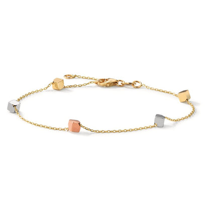 Armband 585/14 K gult guld, 585/14 K vitguld, 585/14 K rött guld trikolor Ø4 mm