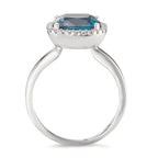 Anillo de dedo 750/oro blanco de 18 quilates Topacio azul de Londres, Diamante 0.14 ct, 28 piedras, [Brillant], w-si