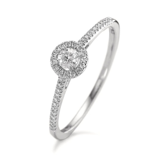 Solitär Ring 750/18 K Weissgold Diamanten 0.21 ct, w-si