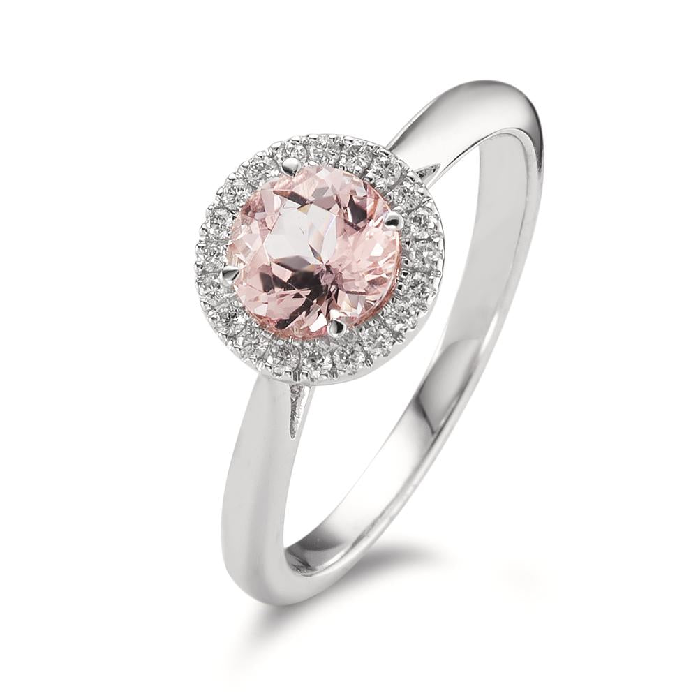 Anillo de dedo 750/oro blanco de 18 quilates Morganita, Diamante 0.11 ct, w-si