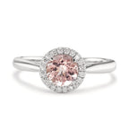 Anillo de dedo 750/oro blanco de 18 quilates Morganita, Diamante 0.11 ct, w-si