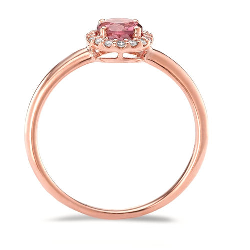 Anillo de dedo 750/oro rojo de 18 quilates Turmalina, Diamante 0.11 ct, 16 piedras, [Brillant], w-si