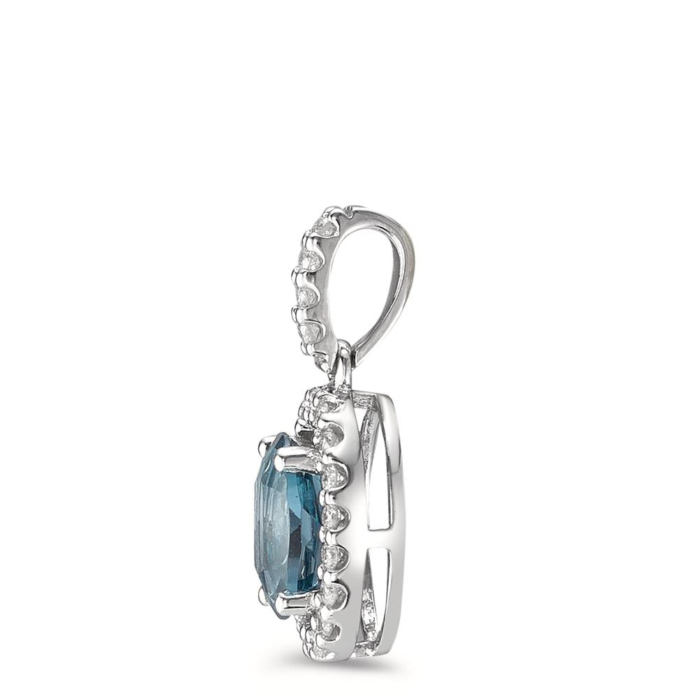 Anhänger 750/18 K Weissgold London Blue Topas blau, oval, Diamanten 0.15 ct, w-si
