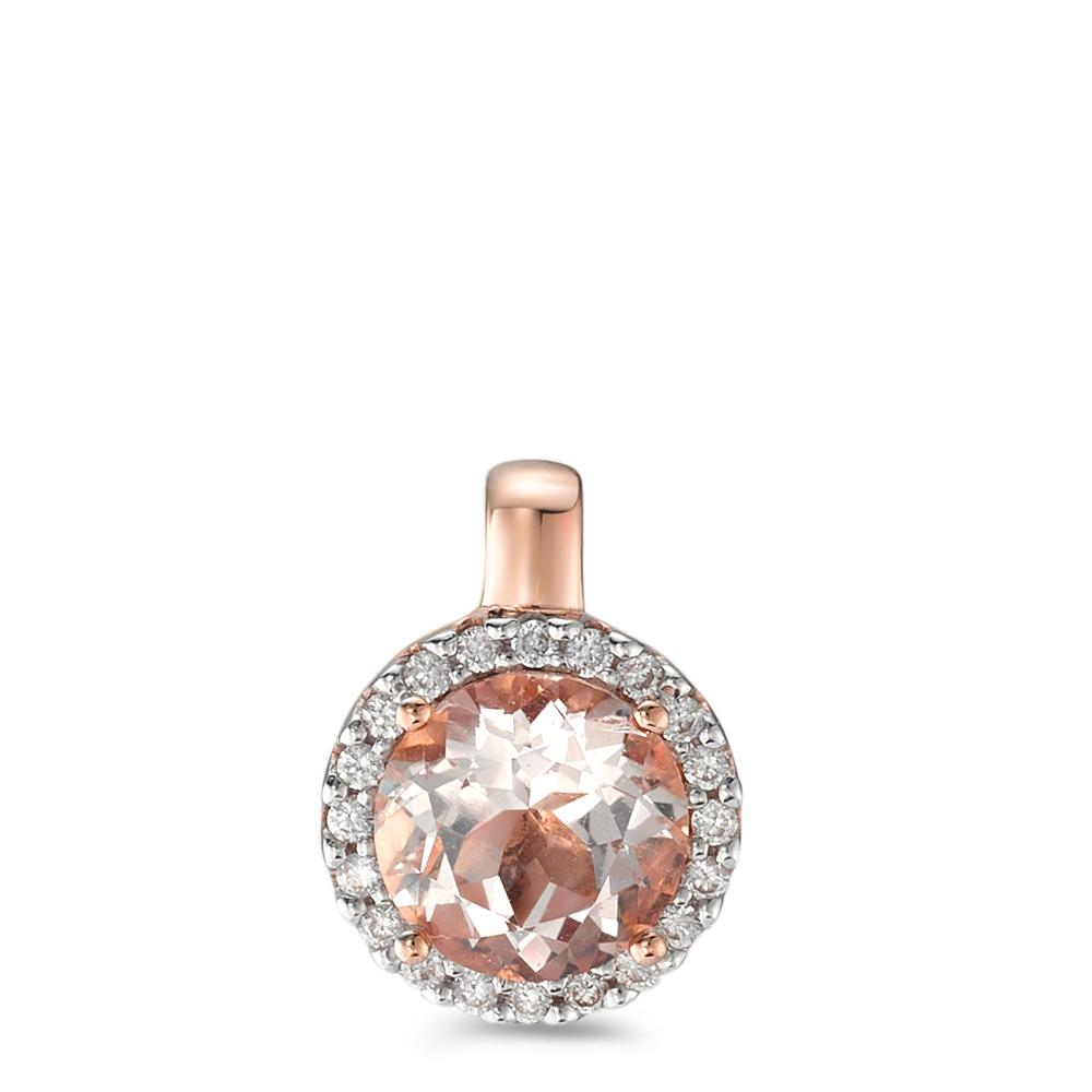 Pendentif Or rouge 18K Morganite, Diamant 0.10 ct, 20 Pierres, brillant, w-si Ø9.5 mm