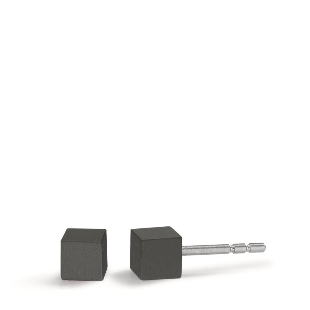 Ohrstecker Cube aus Aluminium in Moonstone Grey mit Edelstahlstift, 4x4mm