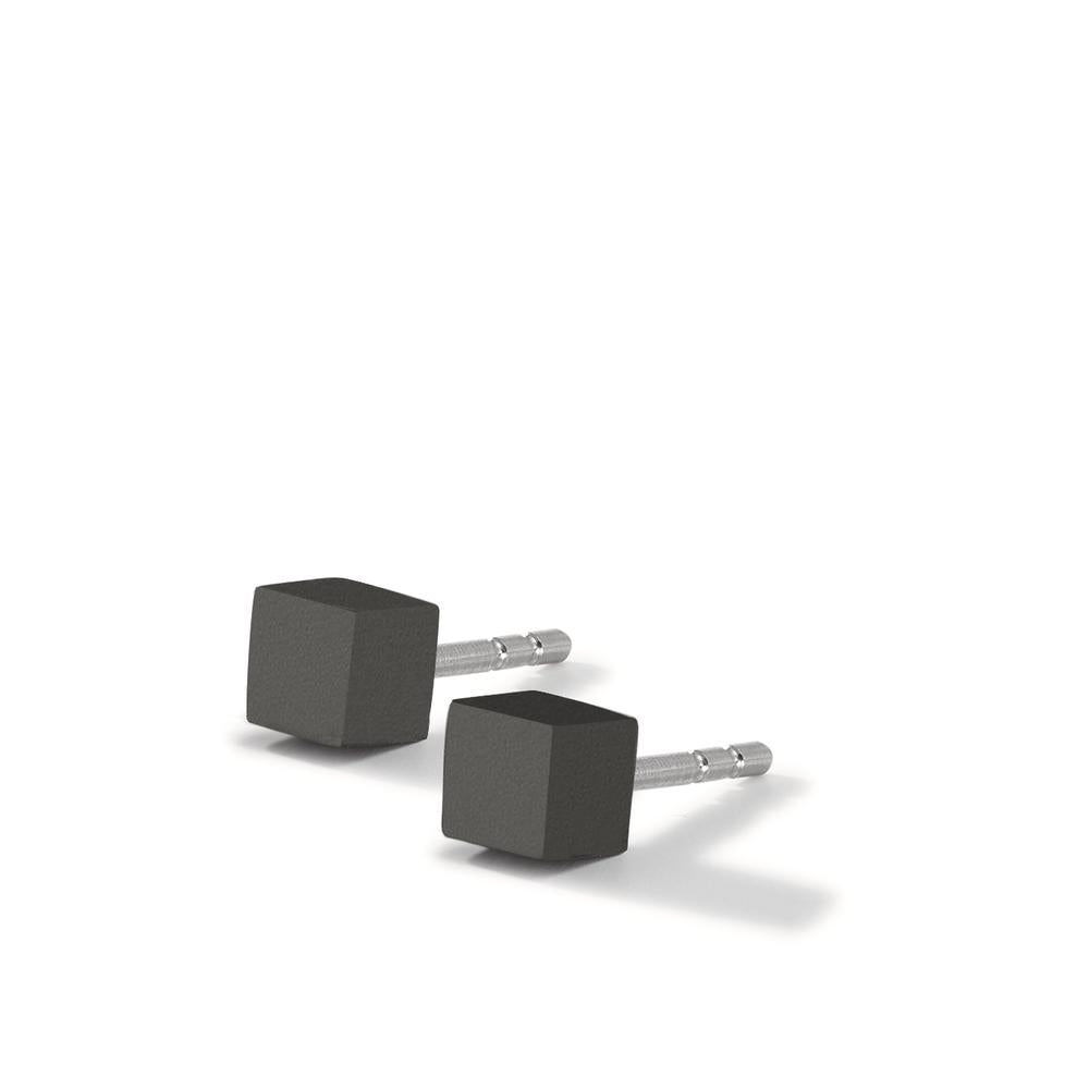 Ohrstecker Cube aus Aluminium in Moonstone Grey mit Edelstahlstift, 4x4mm