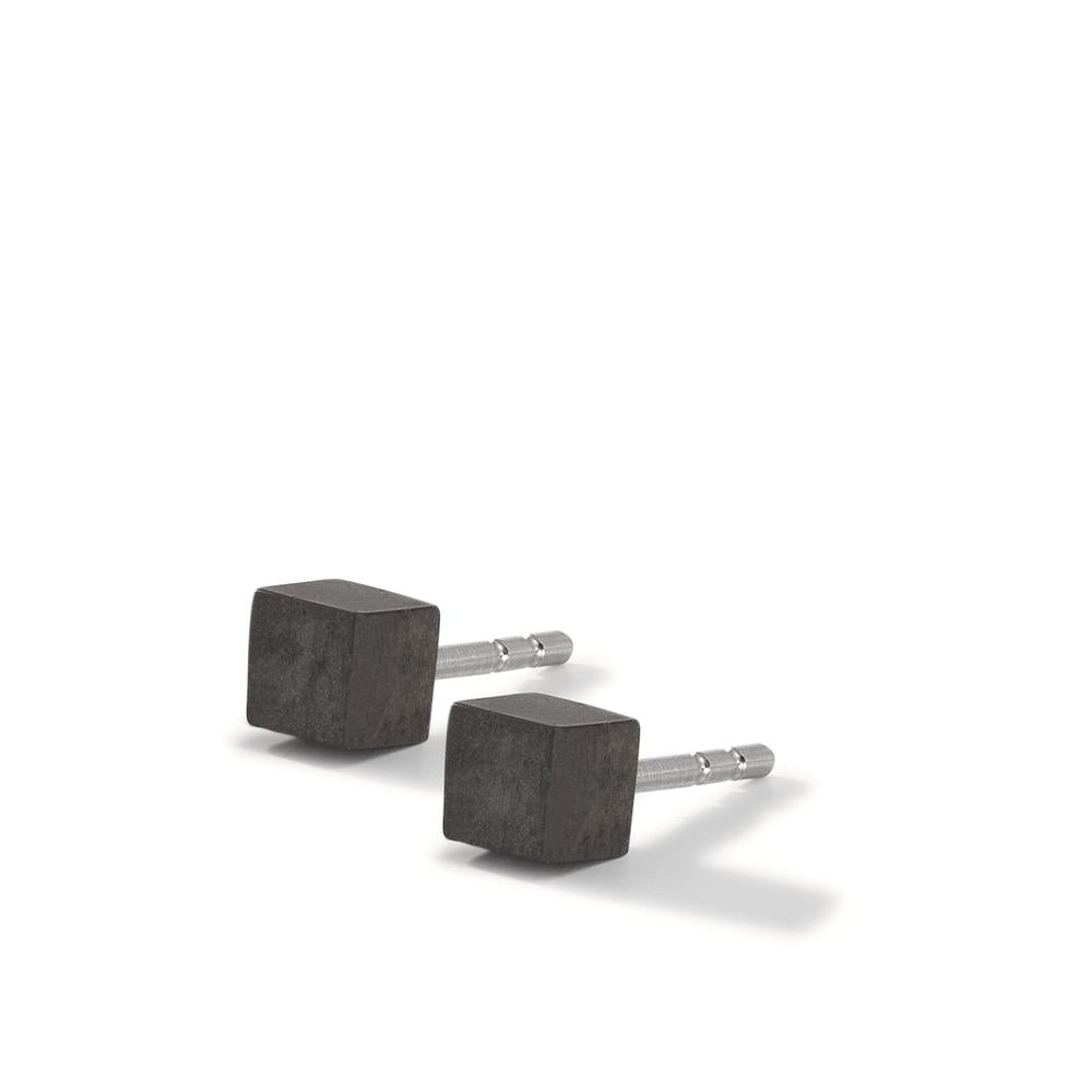 Ohrstecker Cube aus Carbon mit Edelstahlstift, 4x4mm
