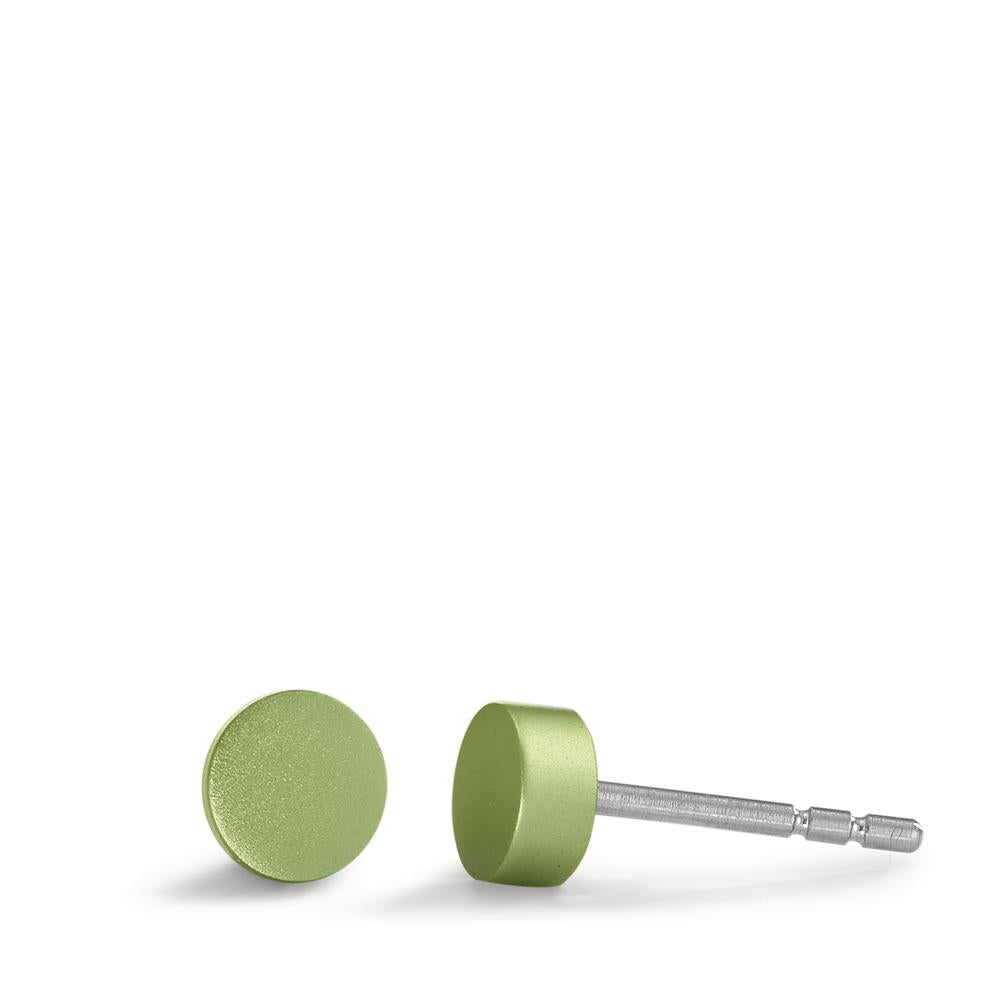 Ohrstecker Disc Ø5mm aus Aluminium in Apple Green, Stift und Verschluss aus Edelstahl