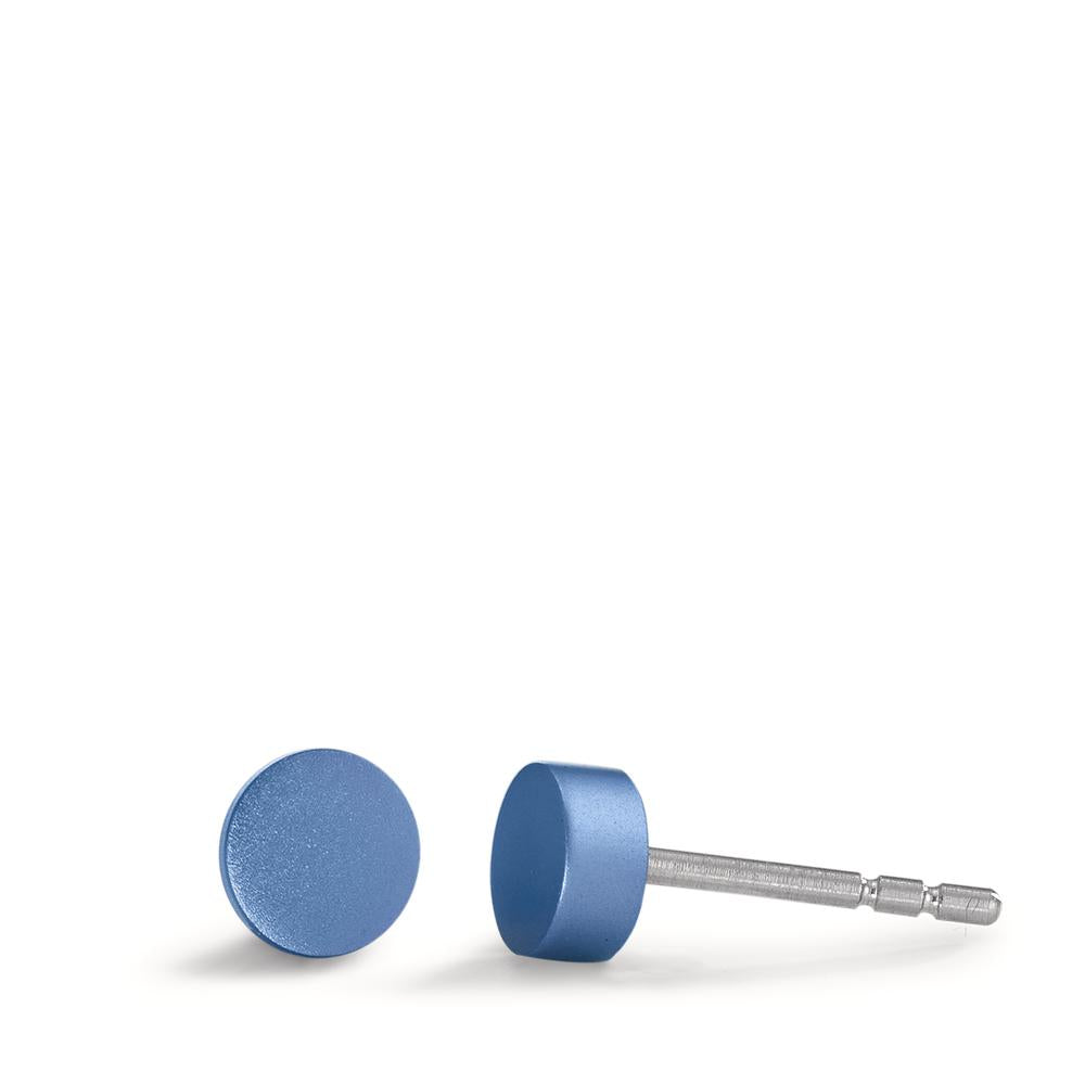 Ohrstecker Disc Ø5mm aus Aluminium in Lapis Blue, Stift und Verschluss aus Edelstahl