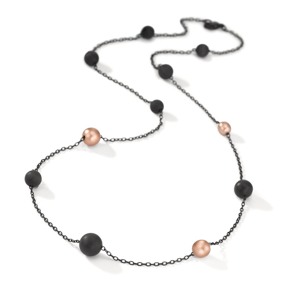 Halskette Nera aus geschwärztem Edelstahl mit Carbon und Pearls in Light Rosé