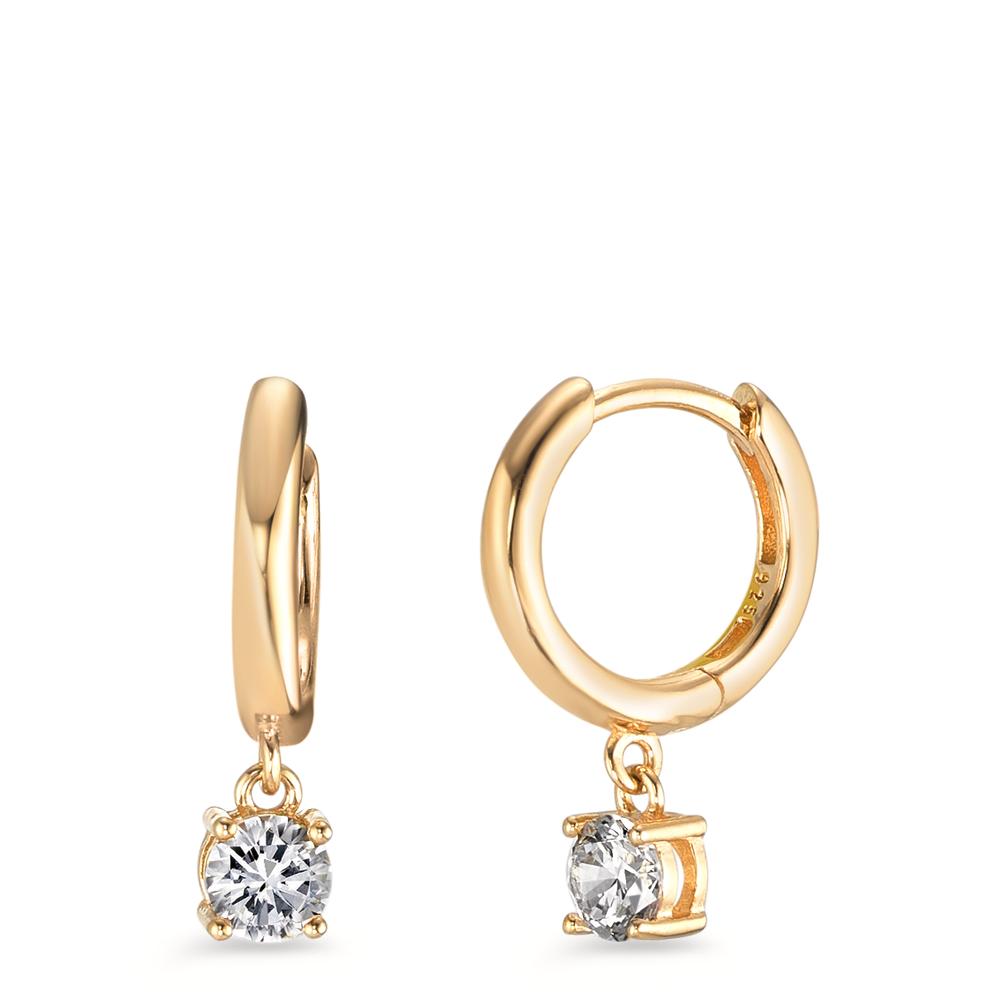 Hinged hoop Silver Zirconia Yellow Gold plated