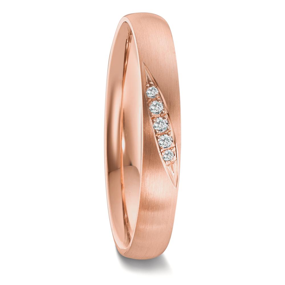 Wedding Ring 18k Red Gold Diamond 0.036 ct, 5 Stones, tw-vsi
