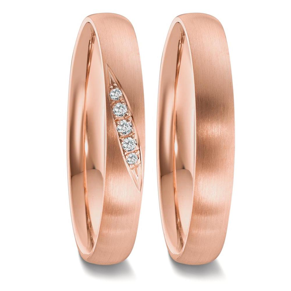 Wedding Ring 18k Red Gold Diamond 0.036 ct, 5 Stones, tw-vsi