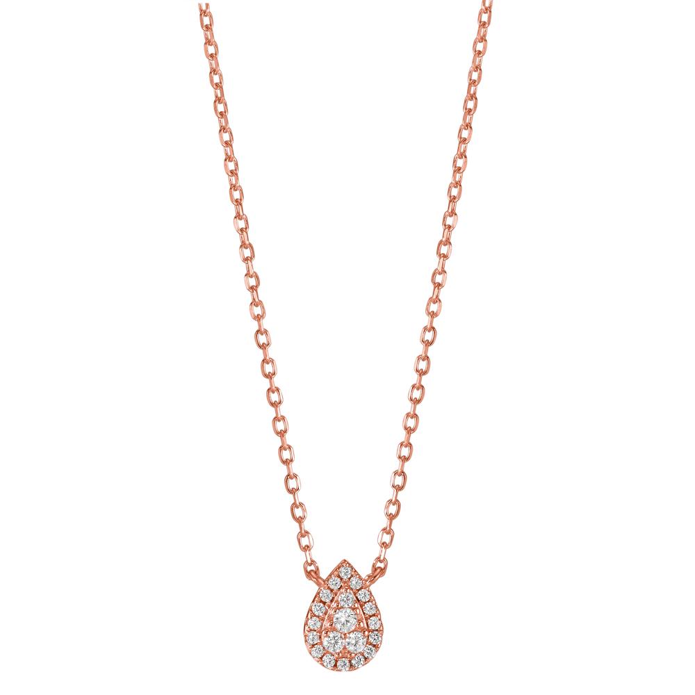 Collier Argent Zircone rosé Plaqué or 39-44 cm