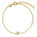 Bracelet Argent Zircone jaune Plaqué or Coeur