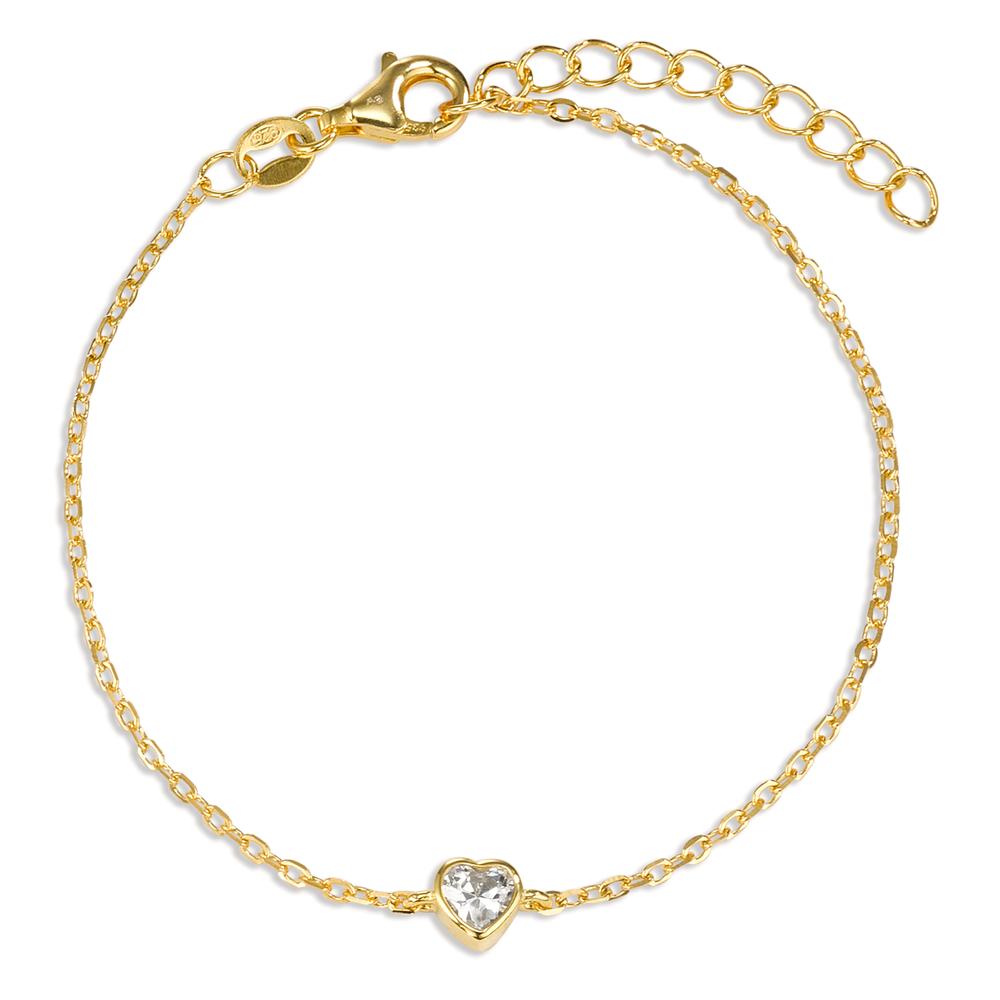 Armband Silber Zirkonia gelb vergoldet Herz 16-19 cm verstellbar