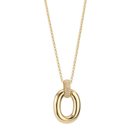 Catena con ciondolo Argento Zirconia 33 pietra giallo dorato 40-45 cm