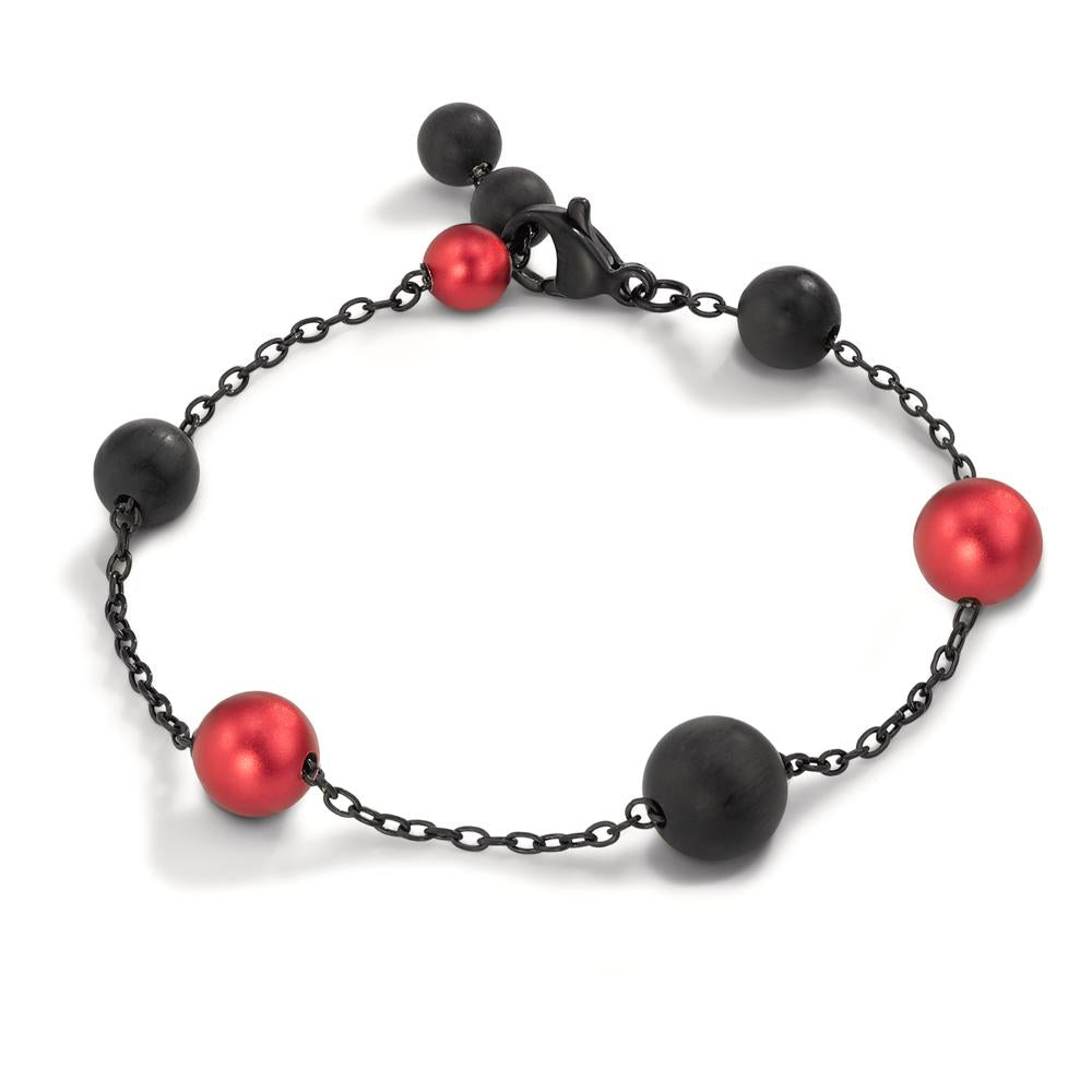 Armkette mit Carbon und Aluminium Pearls in Ruby Red verstellbar