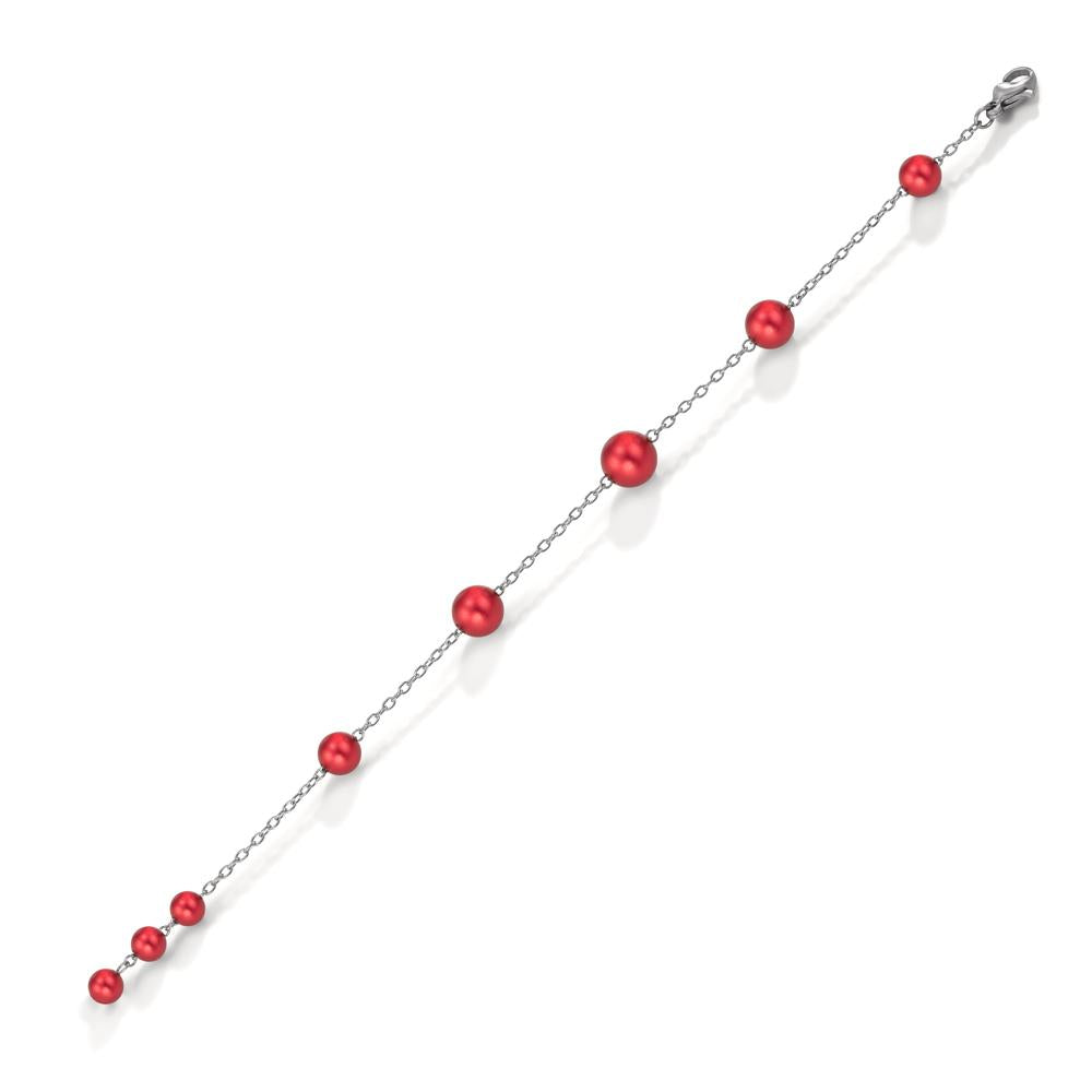 Armkette Candy aus Edelstahl und Aluminium Pearls in Ruby Red, 17-18.5 cm verstellbar