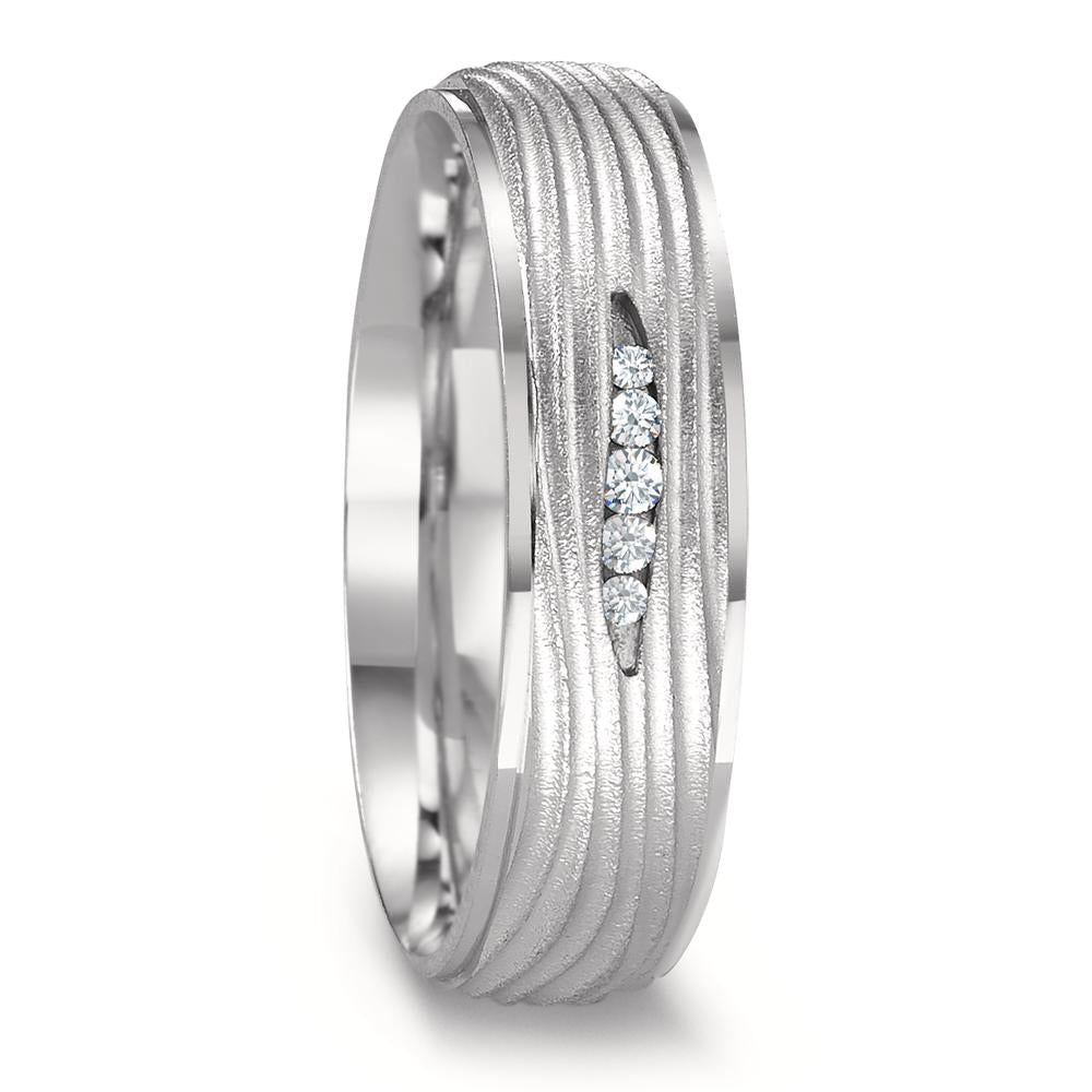Wedding Ring 18k White Gold Diamond 0.045 ct, 5 Stones, w-si