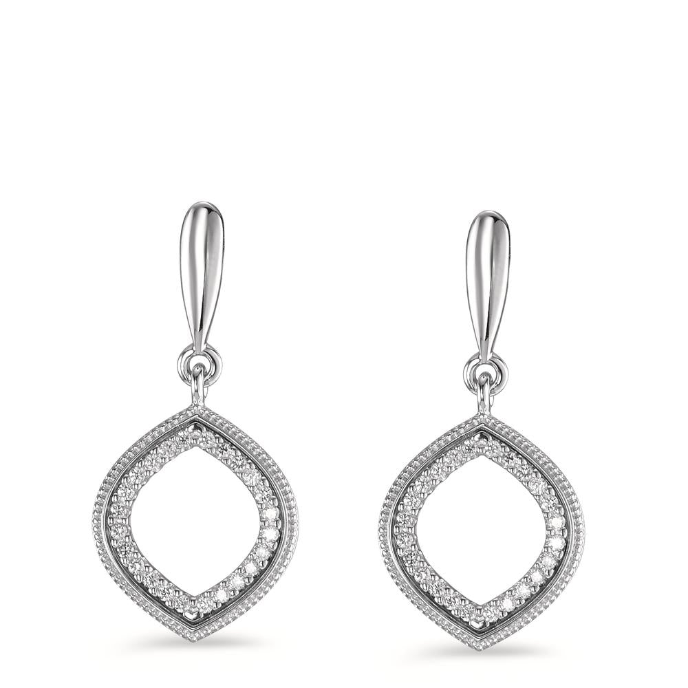 Drop Earrings 18k White Gold Diamond 0.15 ct, 48 Stones, brilliant, w-si