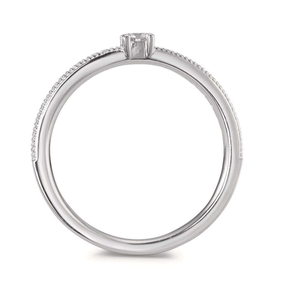 Solitärring 750/18 K vitguld diamant 0.16 ct, 19 stenar, [Brillant], w-si