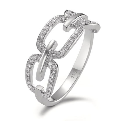 Fingerring 750/18 K Weissgold Diamanten 0.20 ct, Brillantschliff, w-si