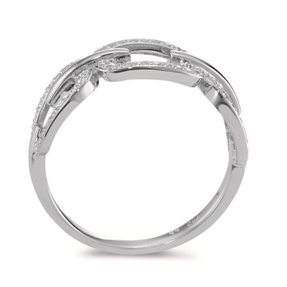 Fingerring 750/18 K Weissgold Diamanten 0.20 ct, Brillantschliff, w-si
